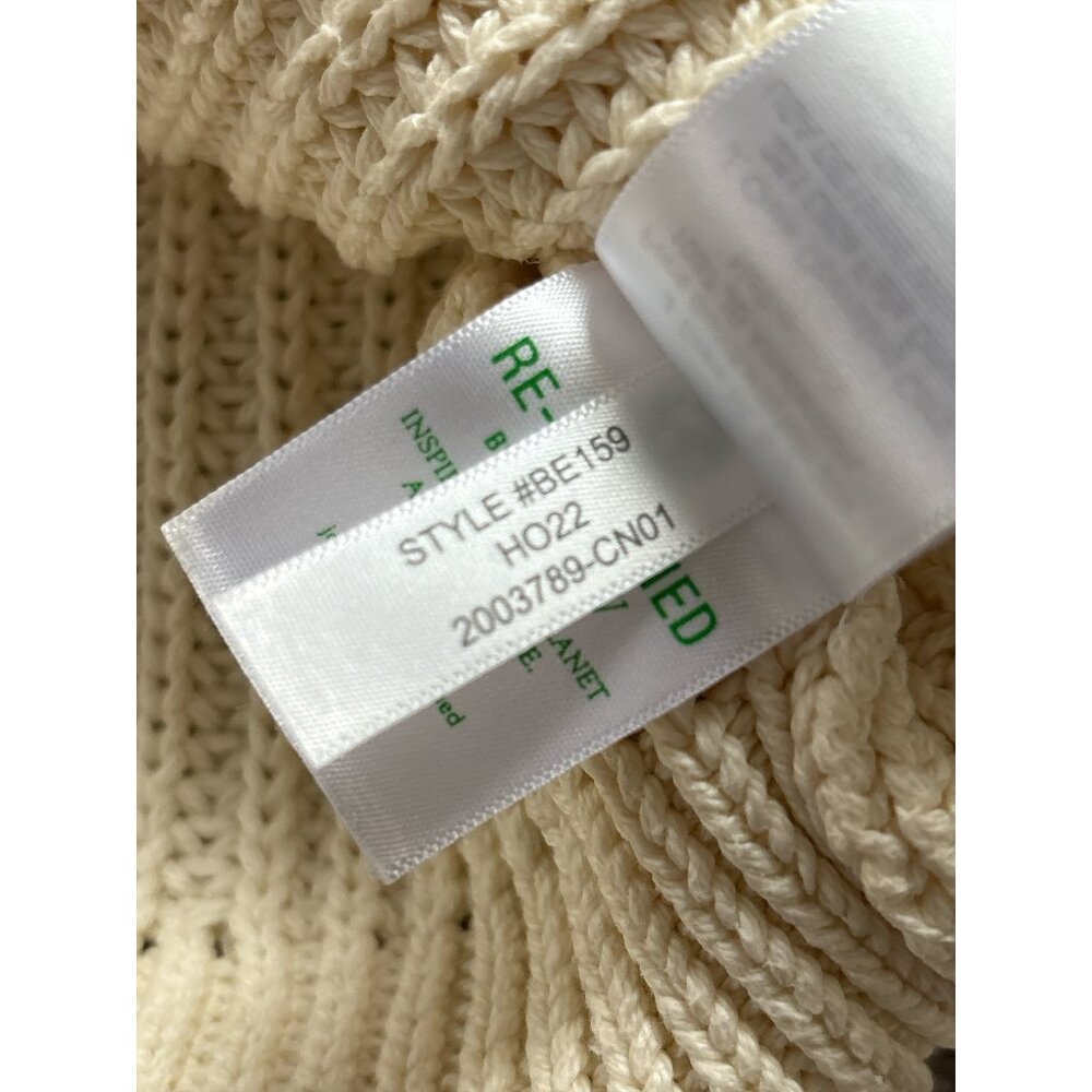 J Crew Sweater Womens Small Off White Mock Neck Pullover Chunky Cotton Knit - Picture 8 of 9